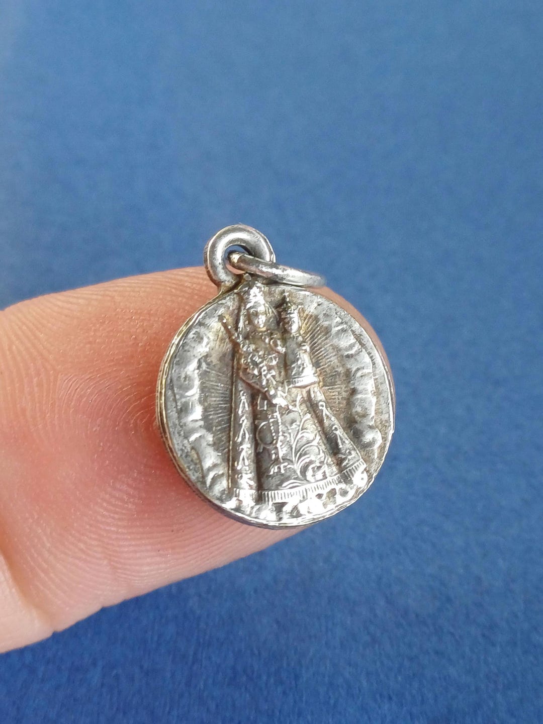Vintage Religious Catholic Floral Silver Plated Medal Pendant of ...