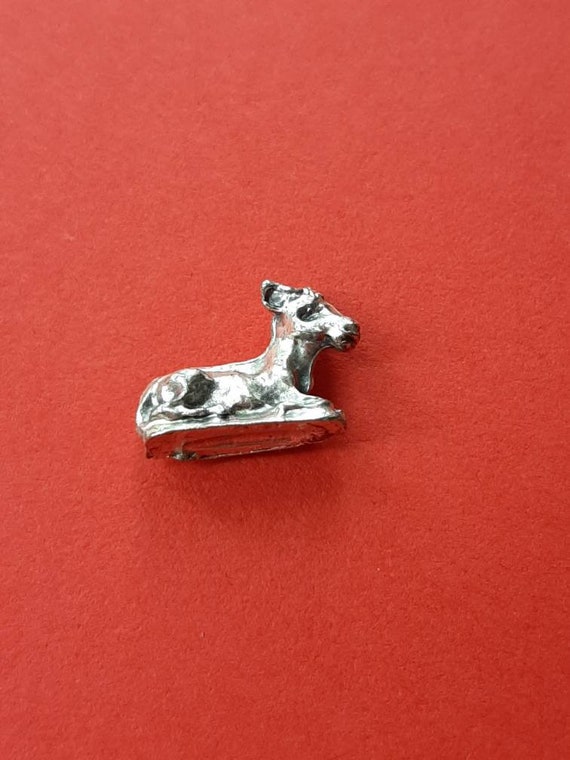 Vintage lovely miniature silver plated donkey, tin