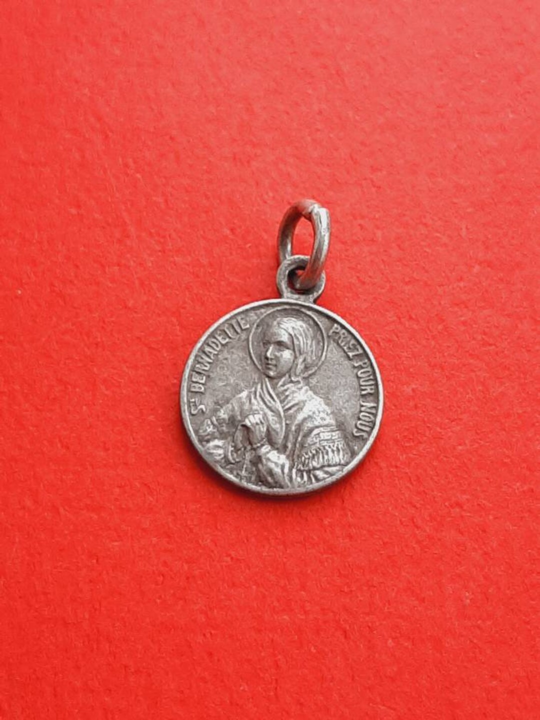 Vintage Religious Catholic French Silver Plated Medal Pendant of Saint ...