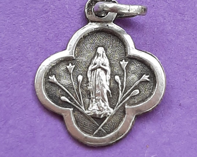 Vintage Religious Catholic Floral Silver Plated Pendant Charm of Our ...