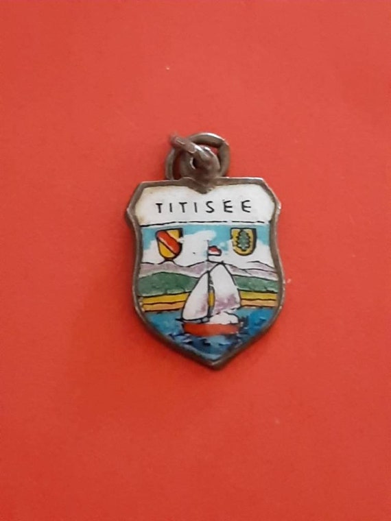 Vintage German silver 800 and enamel charm of Tit… - image 2