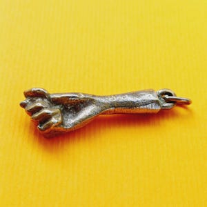 Vintage silver plated spiritual figa pendant charm, figa hand amulet, vintage silver figa fist, protection amulet