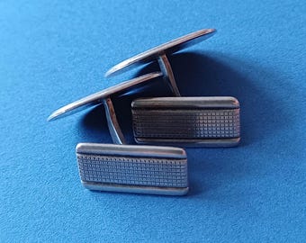 Paire de boutons de manchette en argent massif 835 gravé JP Art Déco