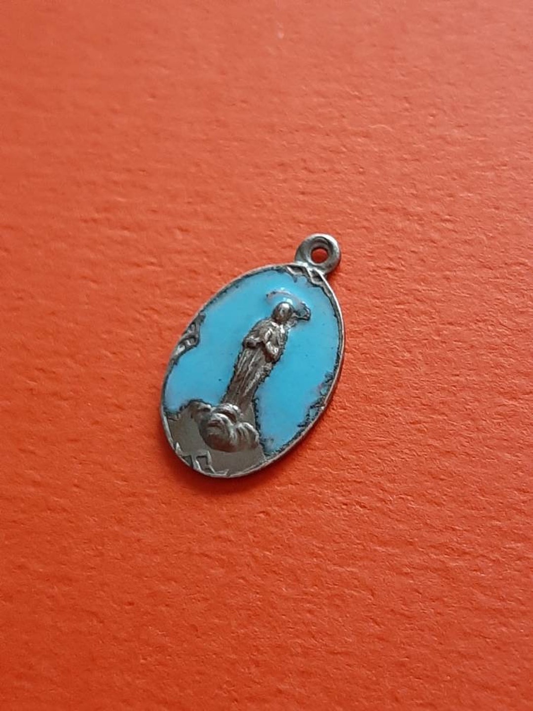 Vintage Religious Enamel Medal Pendant of Our Lady of Beauraing, Our ...