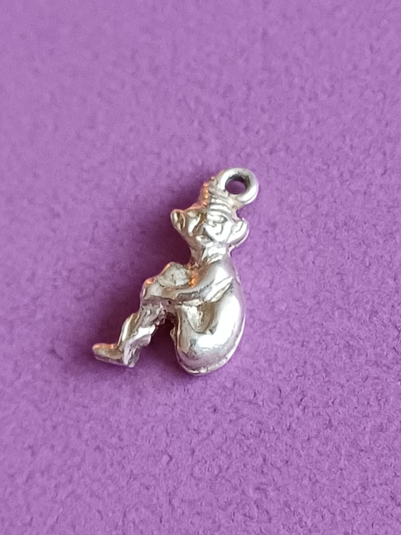 Vintage very tiny silver pixie pendant charm, old… - image 1