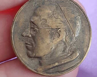 珍品　ローマ教皇 ピウス12世 ブロンズ　メダル　青銅 アンティーク 珍品 ローマ教皇 ピウス12世 ブロンズ メダル 青銅 アンティーク