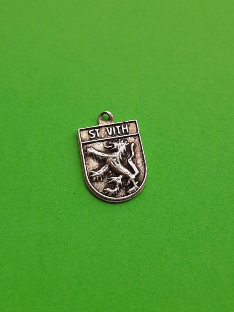 Vintage silver plated travel shield or charm of Sankt Vith Belgium image 1