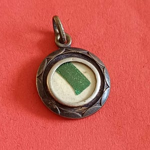 Vintage Catholic French brass relic medal pendant of Saint Louis Marie De Montfort, reliquary of St Louis Marie de Montfort, shrine