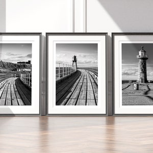 Set of 3 Black & White Whitby Prints