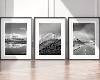 Set of 3 Black & White Scottish Landscape Prints