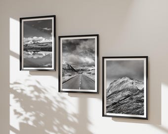 Set of 3 Black & White Scottish Landscape Prints