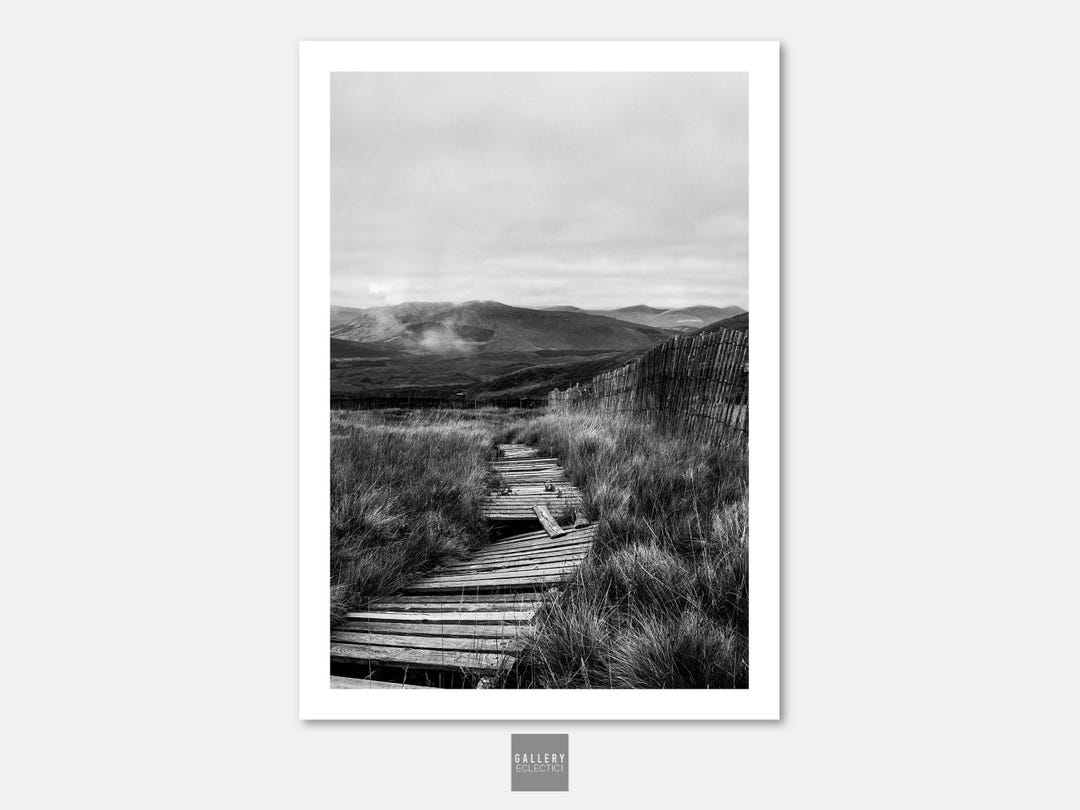 Black and White Mountain Landscape Print - Etsy