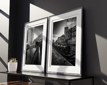 Urban Landscape Print Set | Canal Wall Art | Leeds City Skyline