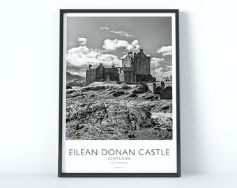 Eilean Donan Castle – Black & White Scottish Landmark Print