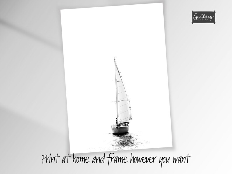 Yacht Print Boat Wall Art Printable Art Black and White Etsy
