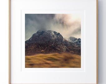 Schotse Hooglanden, berglandschapsprint, Buachaille Etive Mor Glencoe muurkunst
