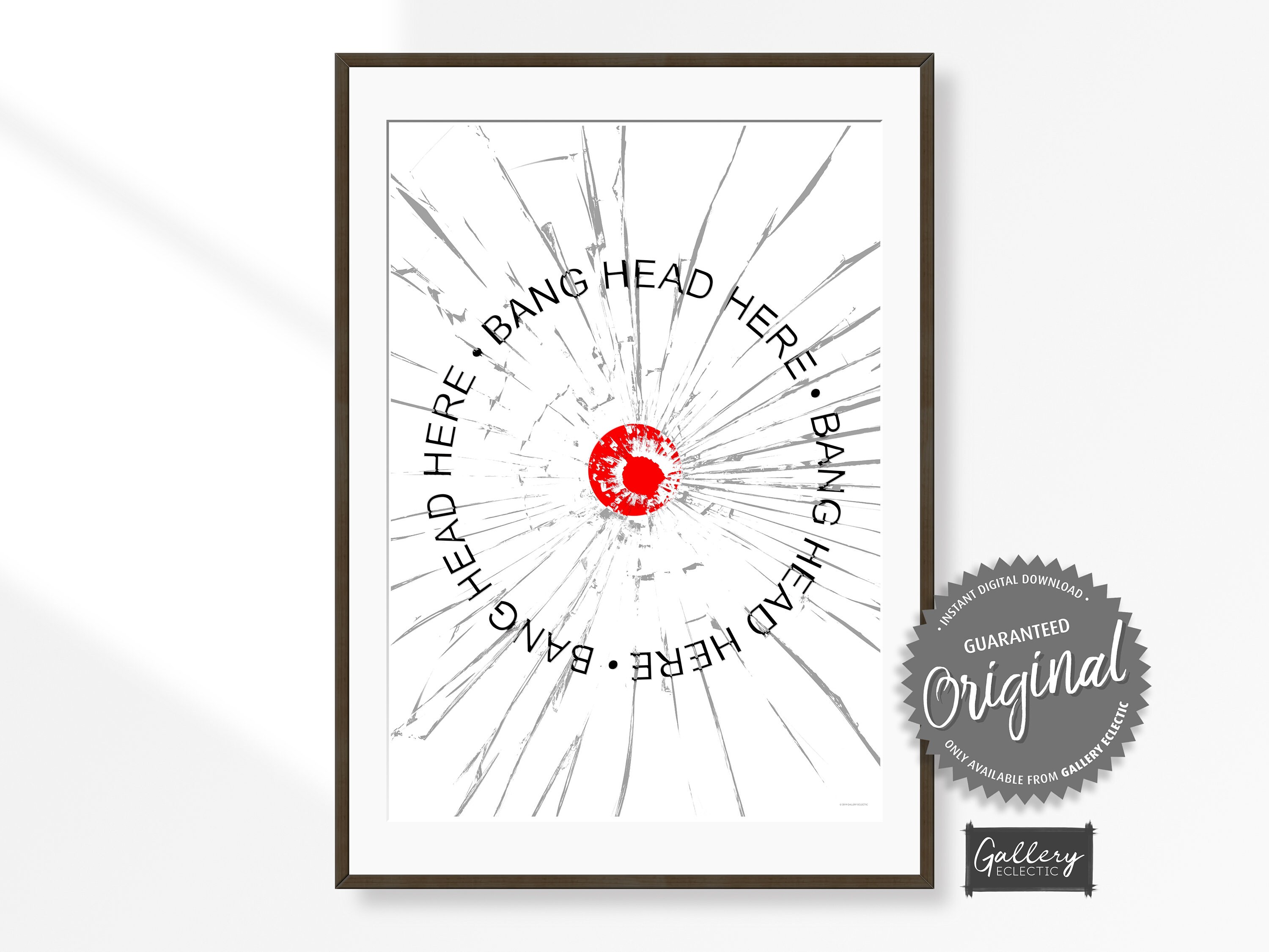 Funny Wall Art Signs Bang Head Here Sign PRINTABLE Art Etsy UK