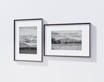 Set of 2 black & white aviation prints | Loch Lomond landscape