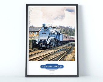 Sir Nigel Gresley Steam Train – Railway Poster Print