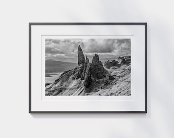 A3 Black & White Old Man of Storr Print