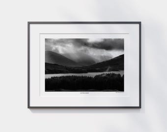 Black & White Loch Tulla Mountain Wall Art