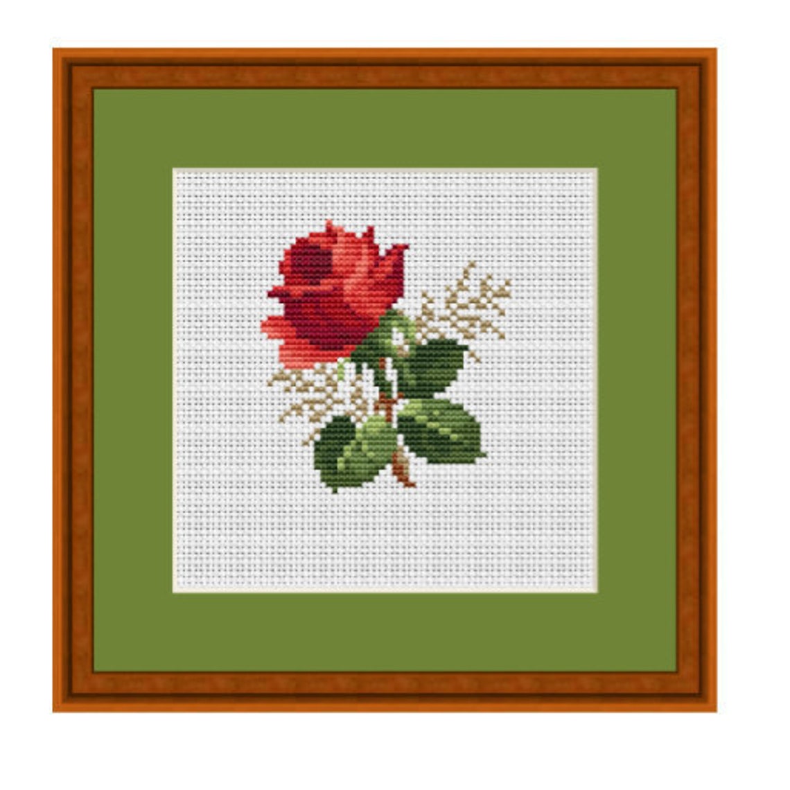 Red Rose Cross Stitch Pattern. Flower Pattern. Rose Counted Etsy