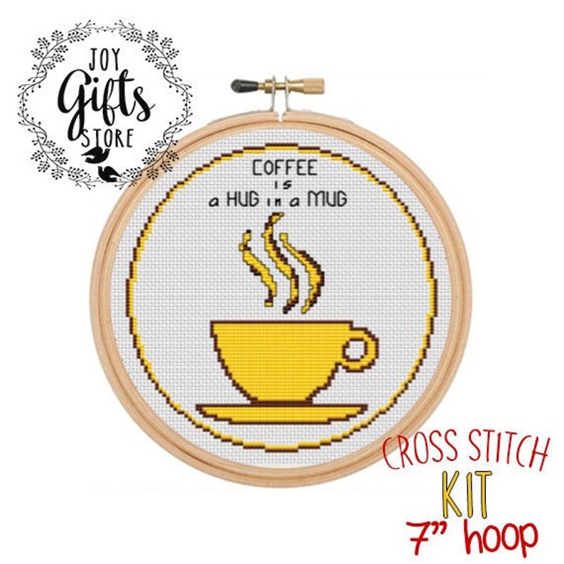 Coffee Is A Hug In A Mug Cross Stitch Kit. Funny Counted Cross Etsy
