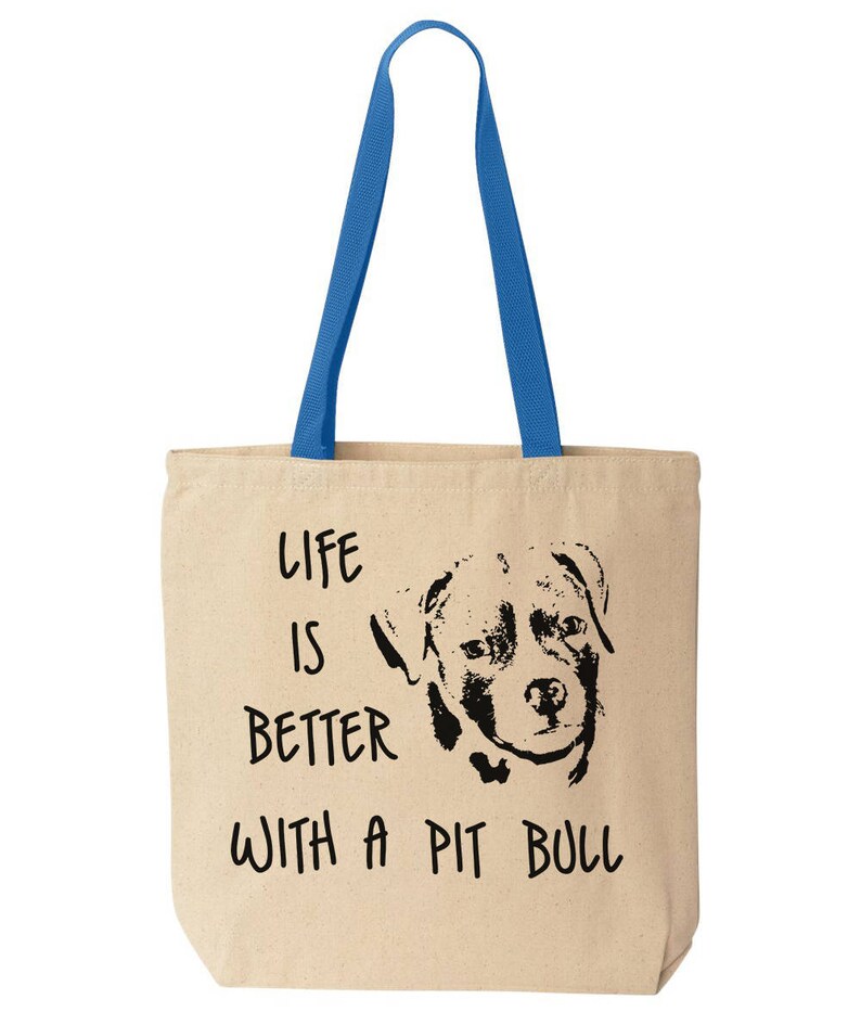 Life is Better With A Pit Bull Canvas Tote. Reusable Eco | Etsy