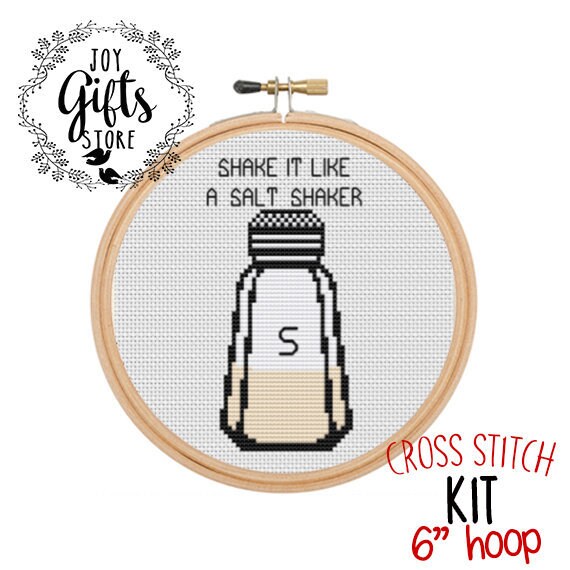 Shake It Like A Salt Shaker Cross Stitch Kit. Funny Kitchen Etsy
