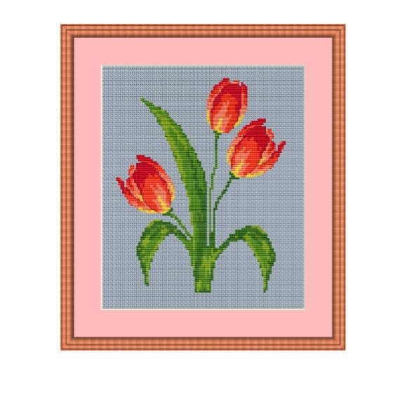 Bouquet Of Tulips Cross Stich Pattern. Flower Pattern. Counted | Etsy