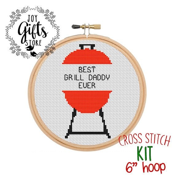 Father/'s Day Gift For Dad Best Grill Daddy Ever Cross Stitch Kit Father/'s Day Cross Stitch Kit Quotes Cross Stitch Kit Grill Master.