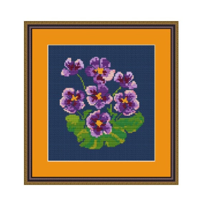 Violets Cross Stitch Pattern. Flowers Embroidery Pattern. Etsy