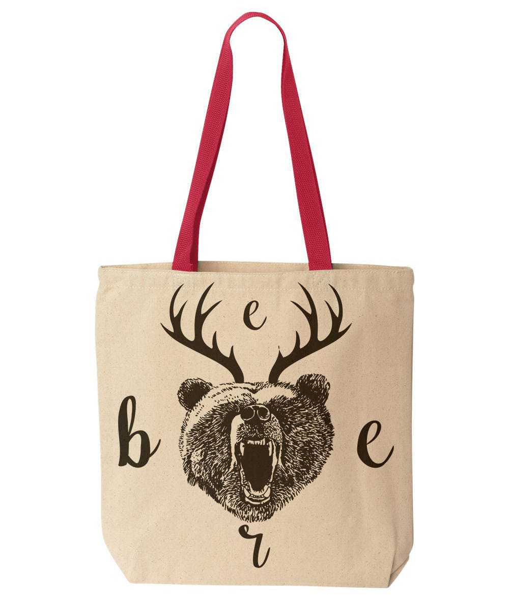 Beer Deer Bear Fun Canvas Reusable Eco Friendly Tote Bag. Etsy