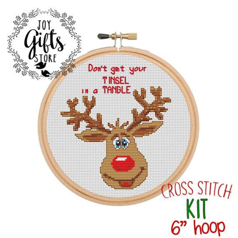 Don't Get Your Tinsel In A Tangle Cross Stitch Kit. Funny | Etsy