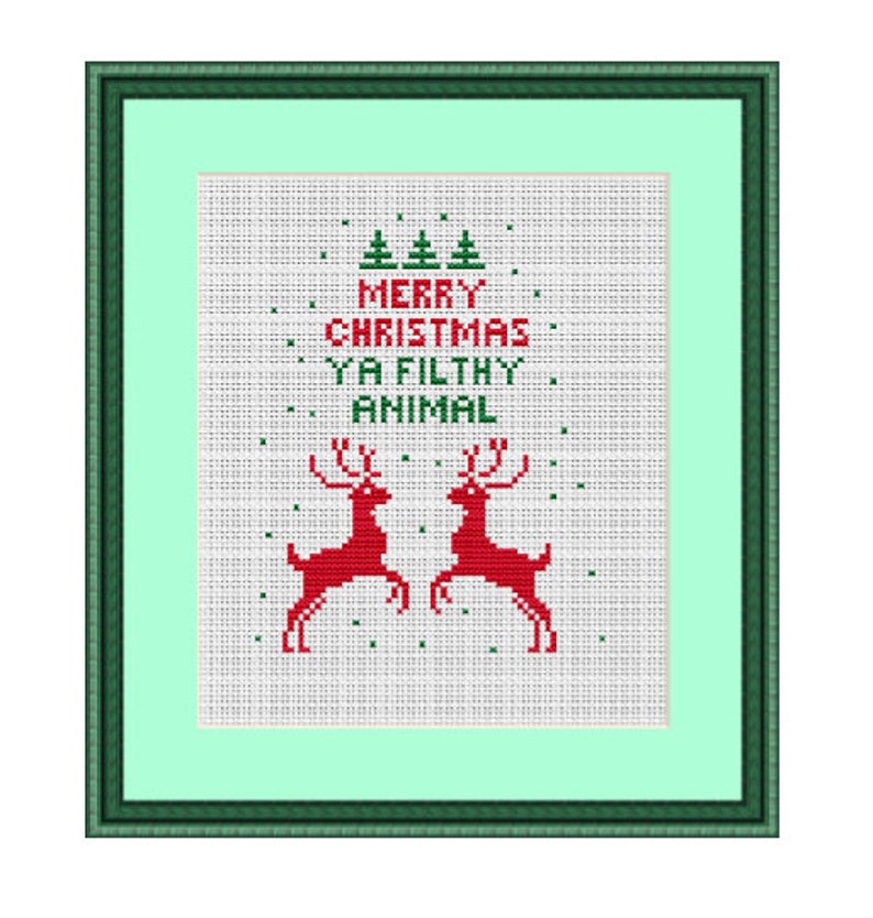 Merry Christmas Ya Filthy Animal Counted Cross Stitch Pattern. | Etsy