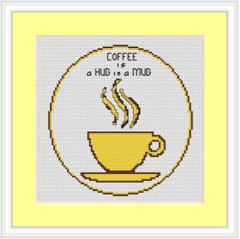 Coffee Is A Hug In A Mug Cross Stitch Kit. Funny Counted Cross Etsy