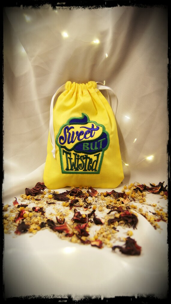 Sweet but a little bit twisted, Embroidered bag, small zipper Bag
