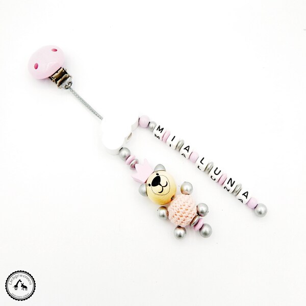 Stroller kette/Wagenkette/Mobile/Maxi-Cosi pendant-crochet bear/Krone/cloud in pink silver/white
