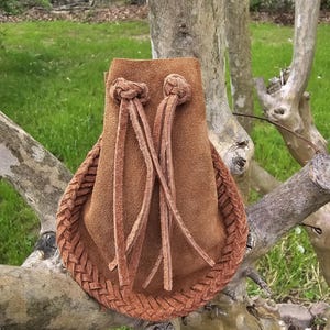 Handcrafted Suede Leather Medicine Bag Free Arrowhead