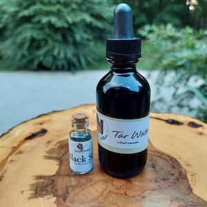 Tar Water aka Pine Tar Water with  Bonus- mini bottle black salt