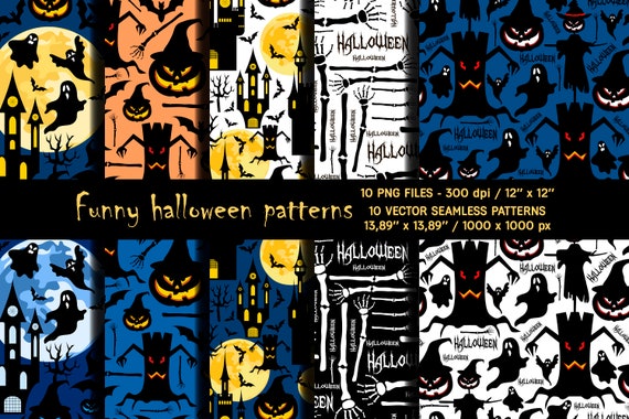 Halloween Digital Patternshalloween Etsy