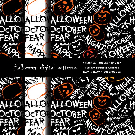 Halloween Patternshalloween Digital Papersdigital Etsy
