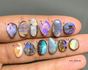 Australian Boulder Opal Cabochon, Natural Queensland Opal Gemstone, Jewelry Making (14-9mm) #D3693