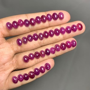 Unheated Ruby Calibrated Oval Cabochon, Natural Gemstone, Jewelry Making (8x6mm) #D3170