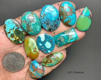 Hubei Turquoise Cabochon, Natural Gemstone For Jewelry Making (33-26mm) #D2759