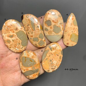 Cabujón de riolita leopardita, gema natural, para la fabricación de joyas (44-39 mm) #D3436