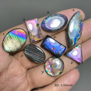Multi Purple Labradorite Cabochon, Natural Colourful Flashy Gemstone For Jewelry Making (31-15mm) #D2733