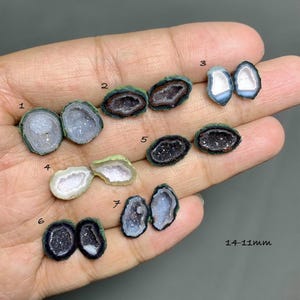 Tabasco Baby Geode Druzy Split Cabochon, pierre précieuse naturelle scintillante (14-11 mm) D3603