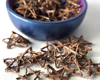 Mini Natural Grapevine Twig Stars, Small Rattan Pentacle Bowl Filler, Rustic Miniature Star Decor Fairy Garden, Primitive Country Farmhouse