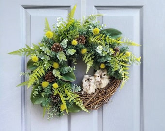 Fern and Magnolia Leaf Woodland Front Door Wreath, Winter Wreath,  Entryway Wreath, Holiday Wreath
